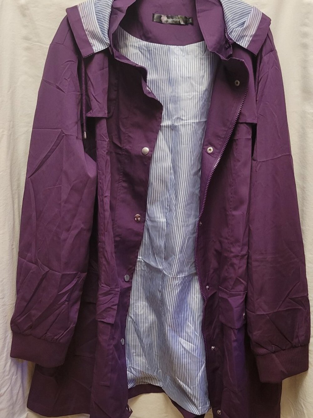 Bloggerlove Rain Jacket Women Lightweight Raincoat Waterproof Windbreaker Stripe